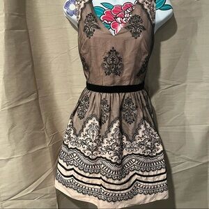 Bebe Blush Black Lace V Neck Dress